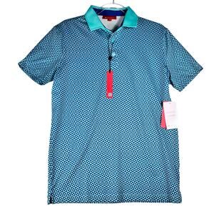 Redvanly Blake Golf Polo Size S Athletic Luxury Moisture-Wick Blue Print  #R2413